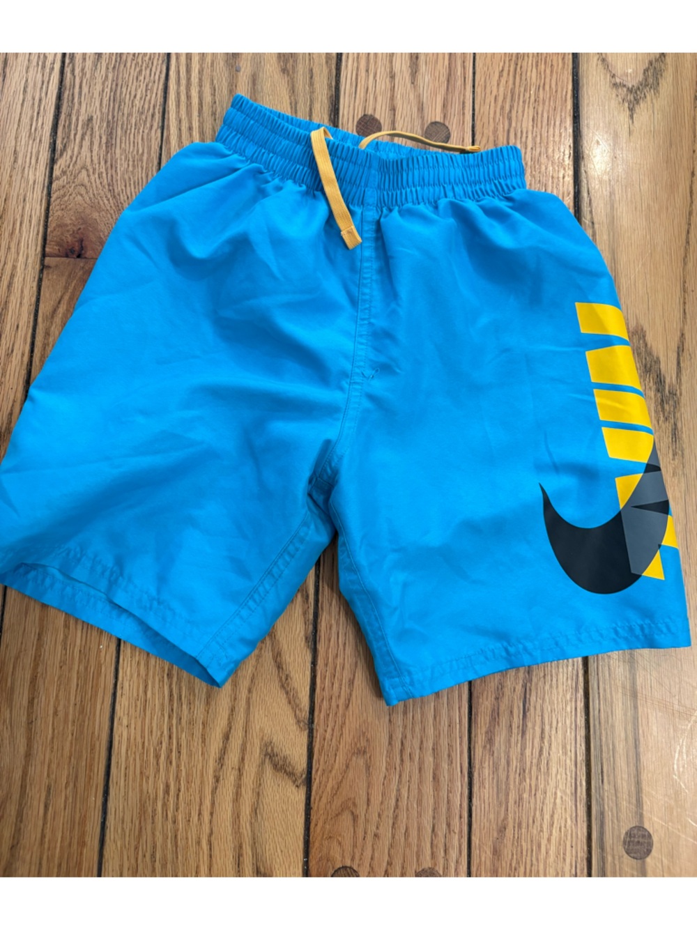 Nike Bright Blue and Orange lined Swim Shorts and Black Logo size small